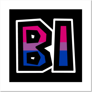 Bi Text - Bisexual Pride Flag Colours - Loud and Proud Sexuality - Bisexual Posters and Art